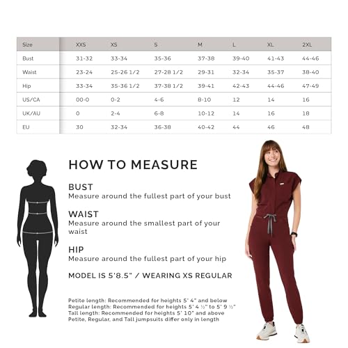 FIGS Women's Rafaela Cargo Jogger Scrubjumpsuit - Burgundy L