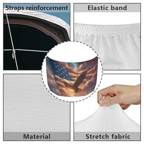 Image of Eagle American Flag Hood Cover for Cars SUVs Sedans Trucks, Waterproof Stretchable Auto Hood Wrap Blankets, Removable Auto Exterior Accessories (59x39 inches)