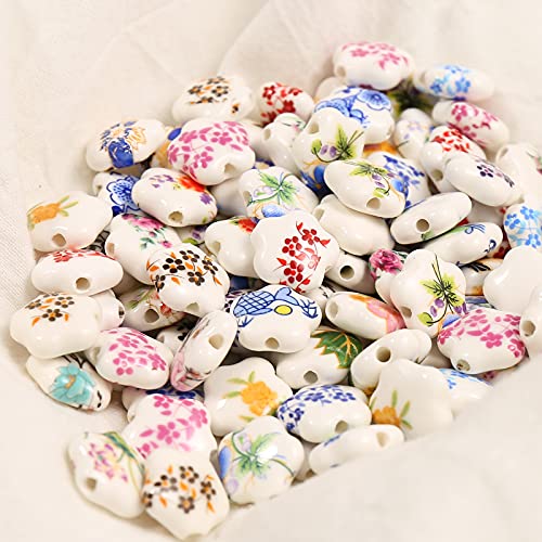 HERZWILD 120Pcs Ceramic Beads Blue Printed Flower Round Chinese Porcelain Beads for DIY Jewellery Arts Crafts Necklace Bangle 8mm - Image 4