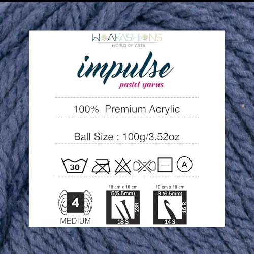 Image of Impulse Hand Knitting & Crochet Yarn, Premium Acrylic, 4 : Medium (Anchor Grey) (100gms / 3.5oz / 200mtr / 218yds)