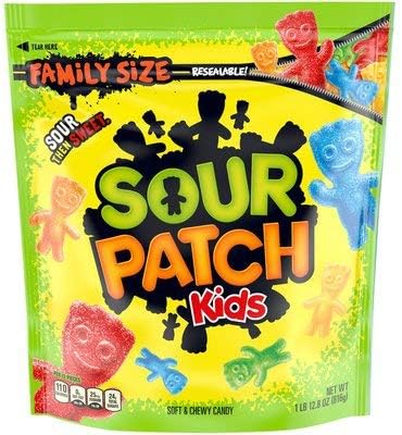 SOUR PATCH KIDS Soft & Chewy Candy, 1.8 Pounds Family Size Resealable Bag