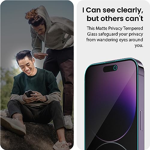 Image of ArmourPro Matte Privacy Tempered Glass for iPhone 14 Pro (6.1 Inch) with Edge-to-Edge Protector, Full Screen Coverage and Easy Installation kit (Pack of 2)