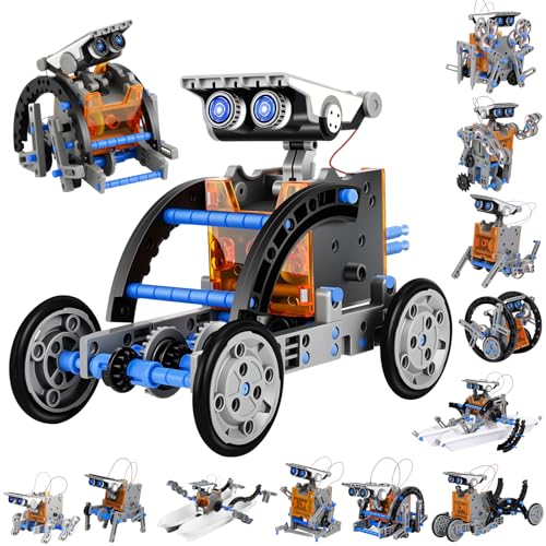 Genérico Kit de Robot Solar Educativo 12 en 1 con 190 Piezas, Juguete Stem DIY de Construcción Robótica, Juguete de...