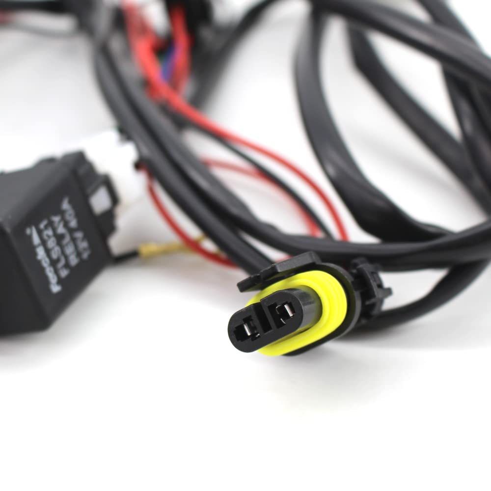 DEWIN Zestaw okablowania świateł przeciwmgielnych LED 12 V, uniwersalne światło, włącznik, wiązka przewodów