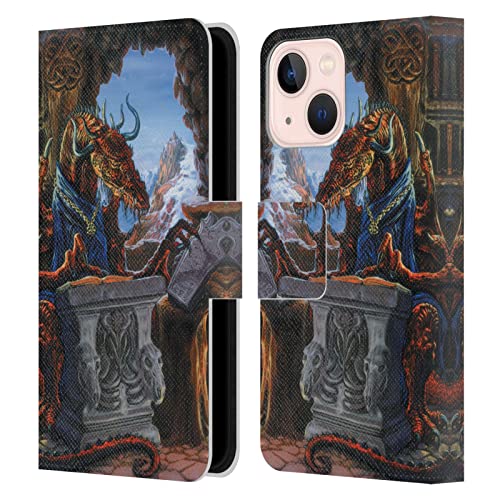 Image of Head Case Designs Officially Licensed Ed Beard Jr Ancient Scholar Dragons Leather Wallet Case Compatible With Apple iPhone 13 Mini