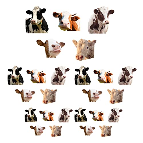 SUPERDANT 25pcs Décalcomanies Drôles de Vache, Vache Fenêtre Autocollants Peler et Coller Vinyle Sticker Mural Mignon Animaux Stickers Muraux pour Fenêtres Voiture S'Accroche Salon Cuisine Décoration