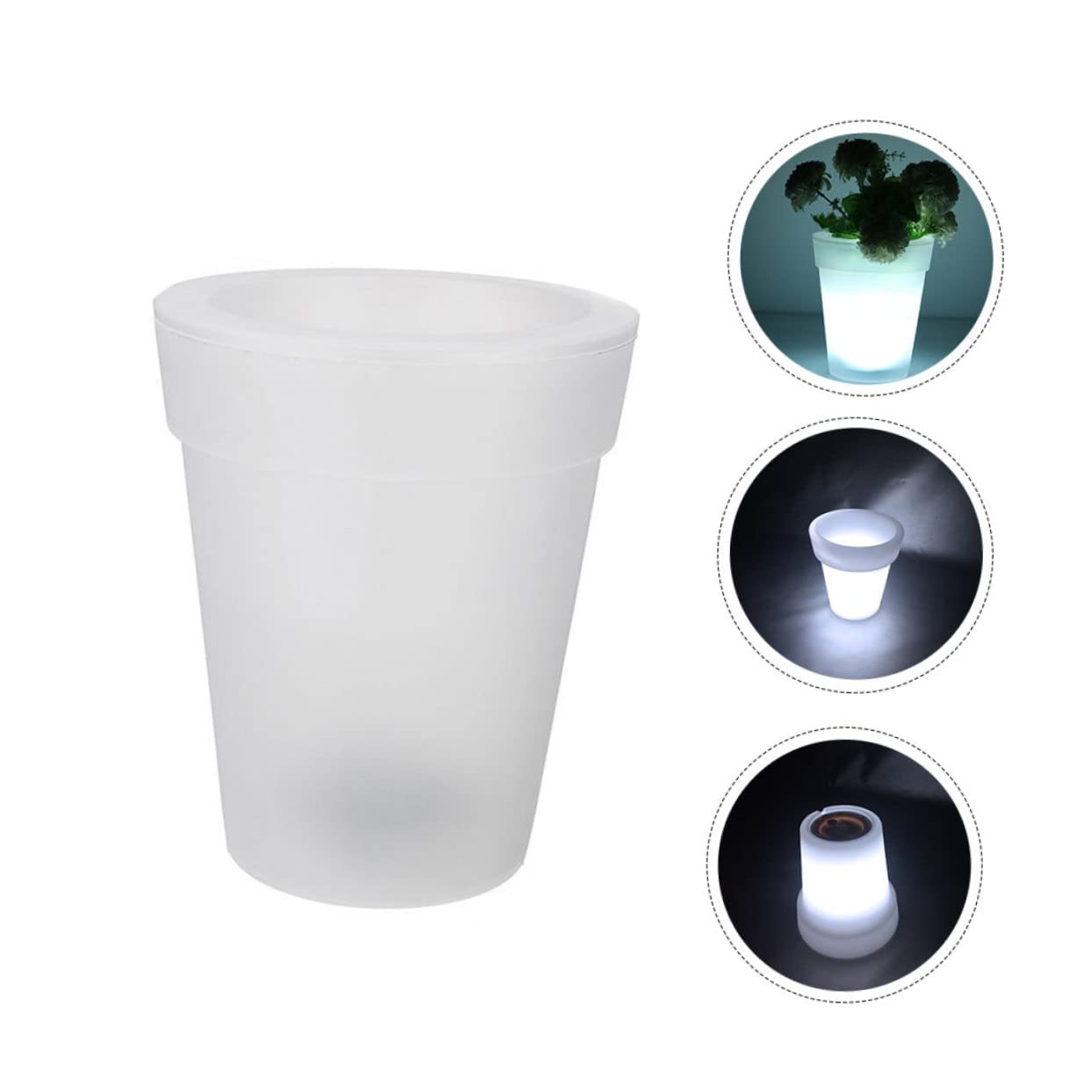 Yardwe 2 Pièces Pot De Fleurs Rougeoyant Roches Blanches Jardinières Lumineuses Jardinières Led Pots Extérieurs Planteur De Lumière Led Pays Dirigé Vase à Led Pot à Bonsaï Mariage Abdos