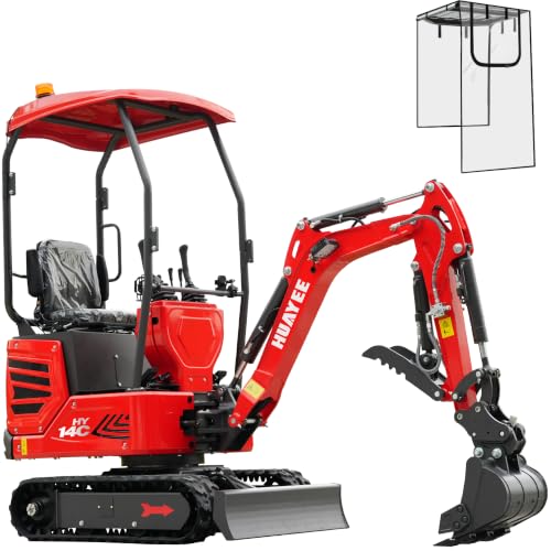 1.4 Ton Mini Excavator 13.5HP Gas Digger with Canopy & Swing Boom.