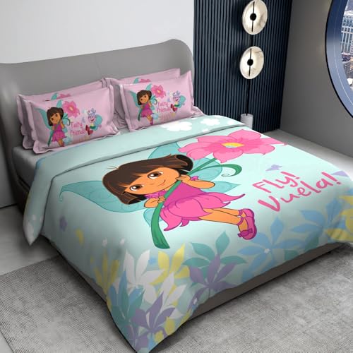 Image of Sassoon Dora Fly Digital Printed 100% Cotton Bedsheet with 2 Pillow Covers in 300TC