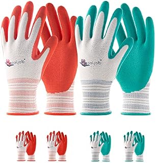 COOLJOB Gardening Gloves for Women, 6 Pairs Ladies Gardening Gloves, Comfortable Breathable Garden Gloves, Gardening Gift, Medium Size Fits Most, Red & Green (Half Dozen M)