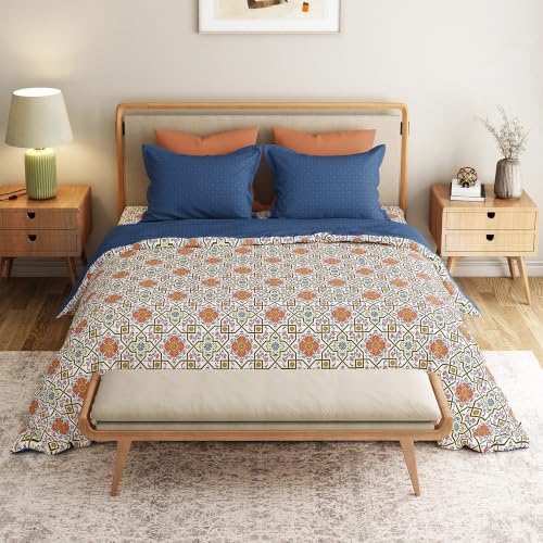 Image of Mytrident Bedsheet for Double Bed Queen Size |90 Inches x 100 Inches | Flourish Red