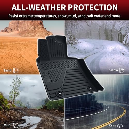 Image of LASFIT Floor Mats for Toyota Camry 2025-2026 Hybrid /LE /SE /XSE /XLE, All Weather Custom Fit TPE Floor Liner for Camry 2025 Front & Rear 2 Row Car Mats, Black.