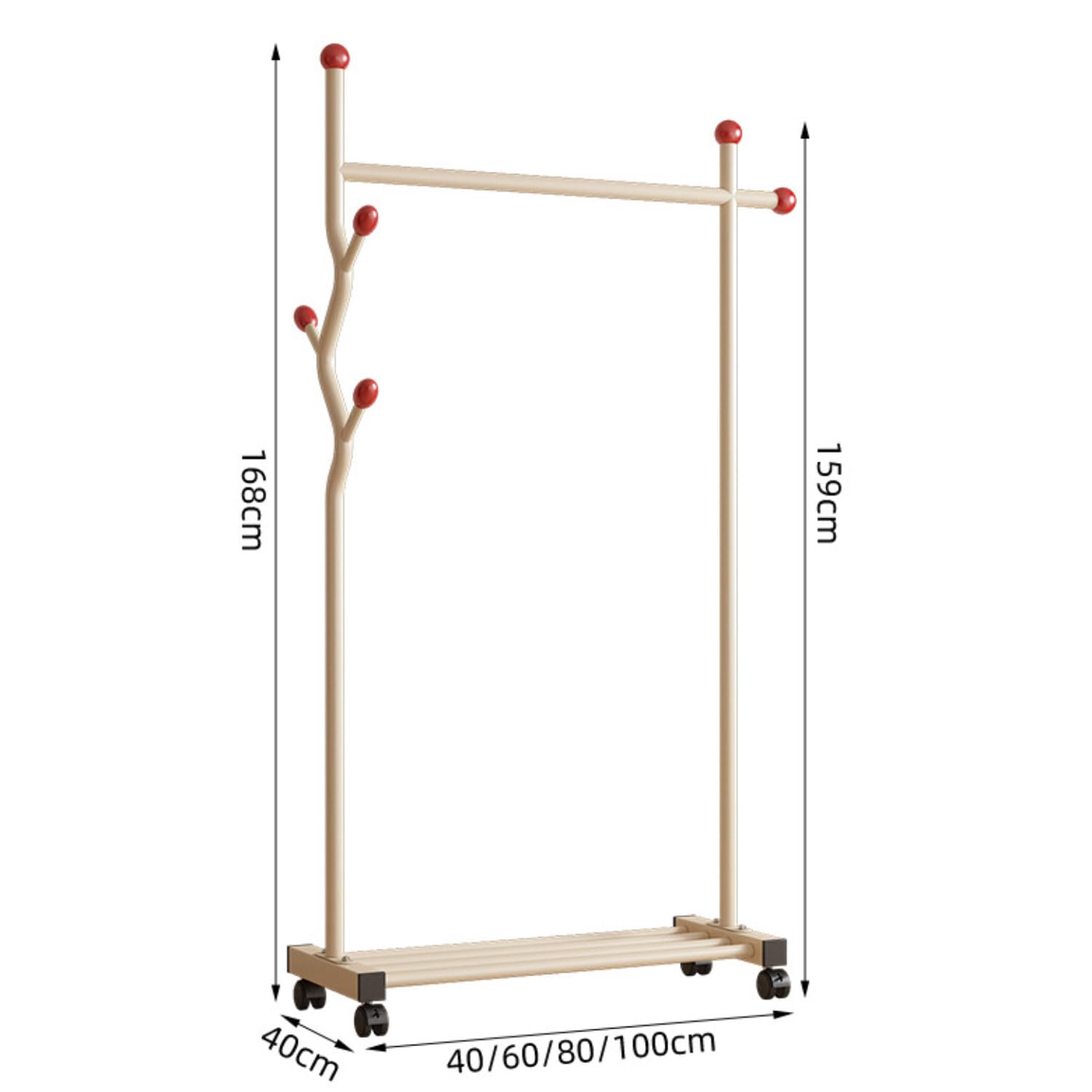 Schwerlast-Garderobenständer, freistehend, Metall-Kleiderständer mit Rollen und Regalen, tragbarer Kleiderständer zum Aufbewahren und Aufhängen von Kleidung, ideal für Zuhause und Büro