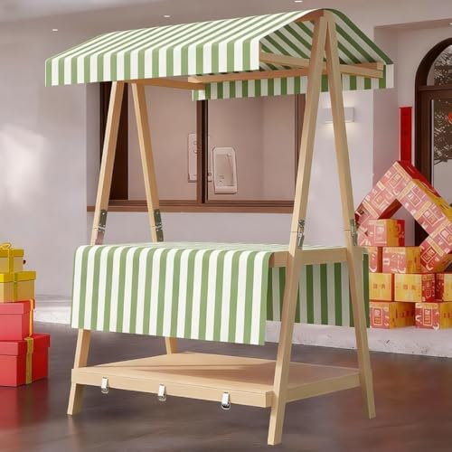 Chariot de marché en bois pliant YVYKFZD vert 110cm à deux niveaux
