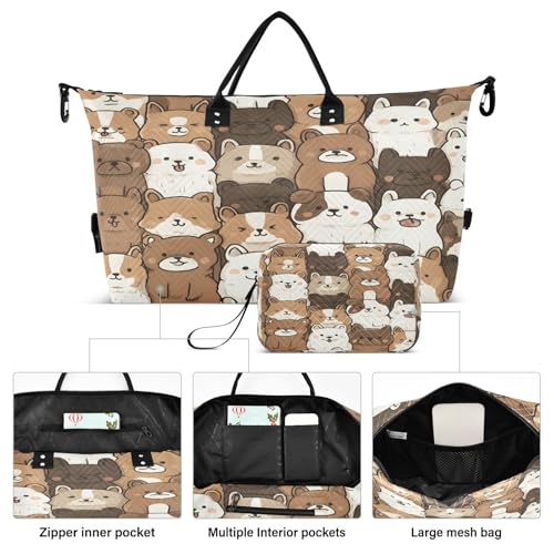 Travel Duffle Bag Weekender Bags Overnight Bag with Toiletry Bag Gym Duffel Bag Cute Puppy Line for Travel Business Trips Sport2