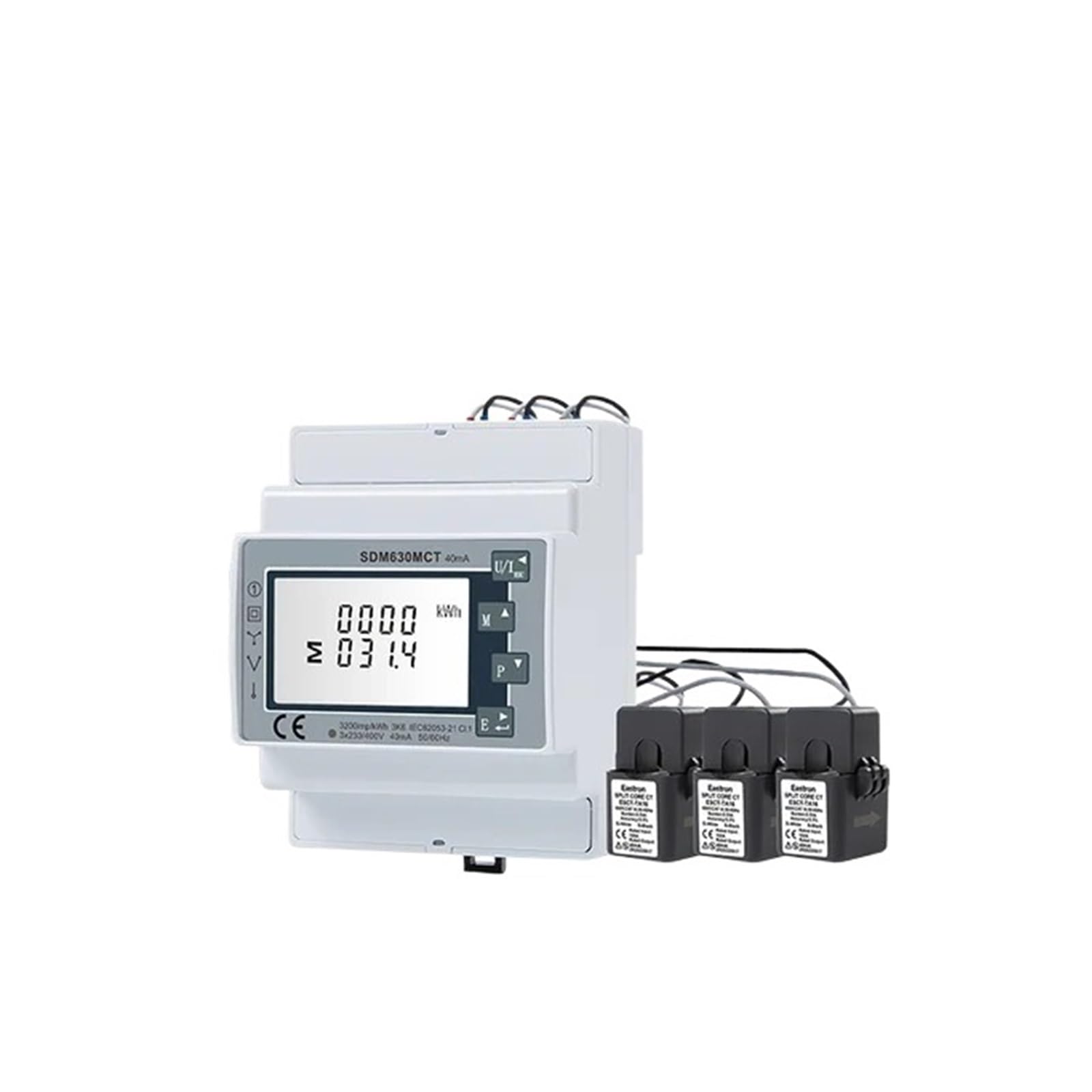 contatore di energia SDM630MCT 40mA Contatore Elettrico trifase for Solare fotovoltaico CT collegato, Non Mid(Mater And 3TA16-100A)
