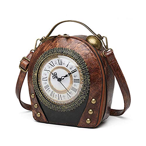 SteamPunk Handbags Women Real Working Clock Antique Shoulder