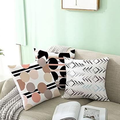 Kissen Couch Schwarz, Dekokissen Vintage 40X40cm Polyester Kissenbezüge 1Stück Runde Spitze Gestreift Weiß für Stuhl Sofa Wohnzimmer Schlafzimmer – Bild 5