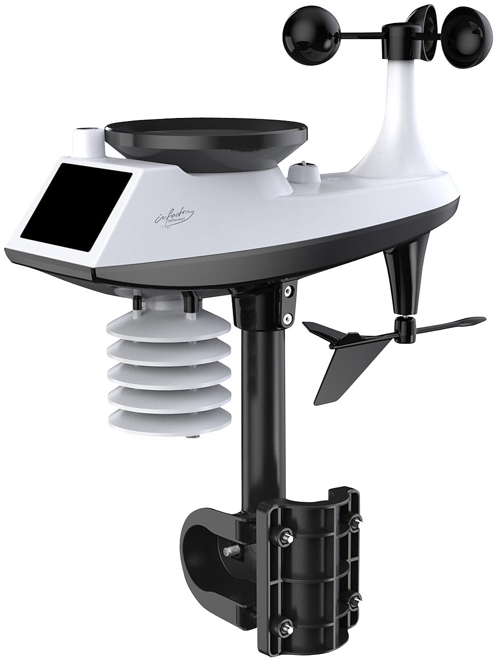 infactory Wetterstation Smart: WLAN-Funk-Wetterstation mit XL-Farbdisplay, App, Weather Underground (mit Regenmesser, Profi, fws)