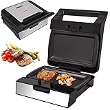 Syntrox Teppanyaki Grill mit Wechselplatten, Edelstahl, schnelles Aufheizen, Antihaftbeschichtet, verschiedene Wechselplatten, Multifunktionsgerät