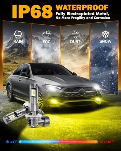 Image of Auxbeam 881 Fog Light 3000K Golden Yellow, 889 898 886 896 894 Lights, Enhanced Visibility for Fog & Off-Road, Plug and Play, Pack of 2