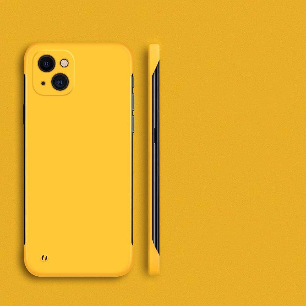 JZFDCLF Custodia per telefono senza cornice in PC rigido ultra sottile per iPhone 11 12 13 14 15 Pro Max 13 Mini XR XS Max X 7 8 Plus SE3 2020 Cover sottile opaca, gialla, per iPhone 13