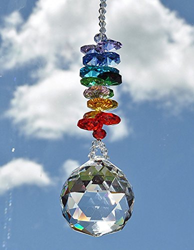 Crystal Ball Suncatcher, Rainbow ornament, window decoration, hanging crystal prism, birthday gift, anniversary gift, sparkling glass ornament, healing chakra balance,