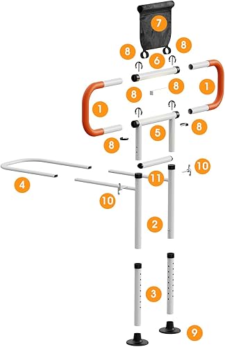 Miniatura 8 de Zelvia Rieles de cama para adultos mayores de seguridad con luz de movimiento y bolsa de almacenamiento, pasamanos de cama retráctiles y plegables