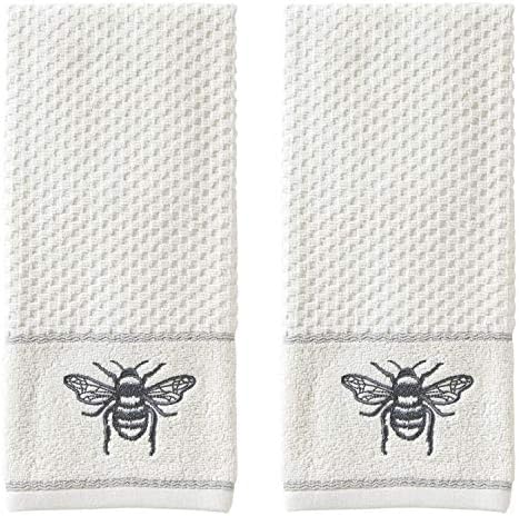 SKL Home Farmhouse Bee Hand Towel Set, White 16x25