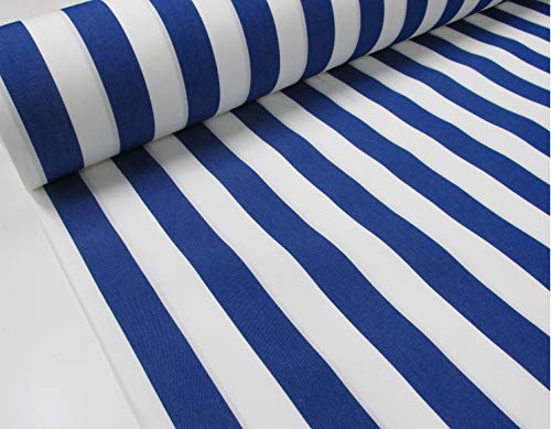 Confección Saymi Metraje 0,50 MTS. Tejido Lona acrílica, Raya Azul, con Ancho 3,20 MTS.