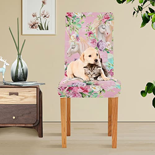 Kigai Unicorn Princess Chair Covers Stretch Spandex Dining Room Chair Covers Chair Slipcover Stretch Chair Covers For Dining Room (2 Pack) #TOP5