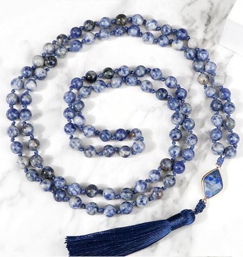 Bracelet de perles ajustable sans fermoir en pierre blanche et bleue - 3