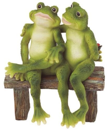 George S. Chen Imports SS-G-61040 2 Frogs on Bench Garden Decoration Collectible Figurine