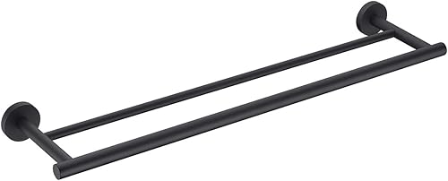 Miniatura 2 de Hoooh Toallero doble de baño de acero inoxidable de 30 pulgadas, soporte para toallas de baño, montaje en pared, acabado cepillado, A102L75-BN