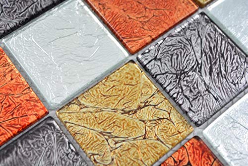 Mosaico de cristal transparente, dorado, plateado, negro, rojo, estructura de pared, para cocina, baño, 10 unidades