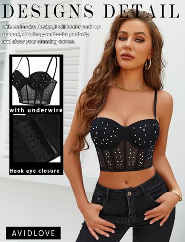 Avidlove Corset Tops For Women Push Up Bustier lingerie Y2K Sexy Going Out Party Club Top2