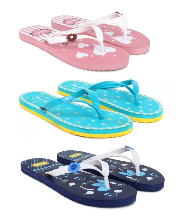 Phonolite Daily use printed Flip flop slipper Hawaii chappal for women and girls pack of 3 Black color (B0B8S23TZ8) Amazon Price History, Amazon Price Tracker