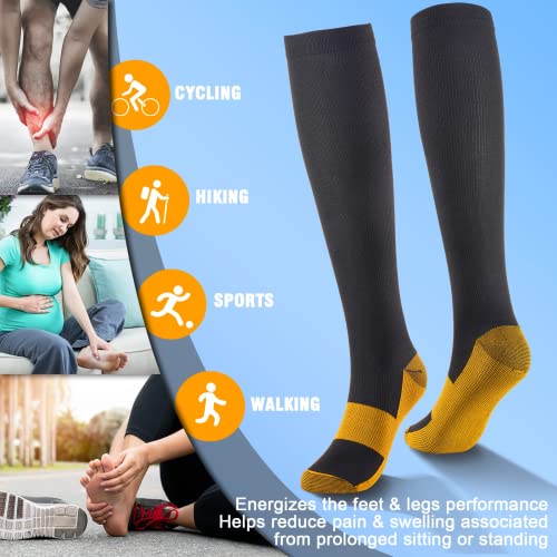 Image of Copper Compression Socks for Men & Women Circulation- 6 Pairs 20-30mmhg Support Compression Socks - Best for Running, Athletic, Nurses, Pregnancy, Flight