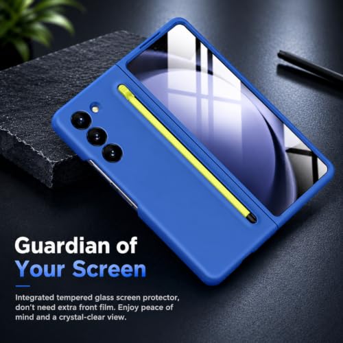 Image of TechTrendz PC Ultra Slim Premium Case For Samsung Galaxy Z Fold 7 Case With Built In Screen Protector With Compact S Pen Holder & Storage Slot,Protective Phone Case For Z Fold 7 Back Cover-Blue
