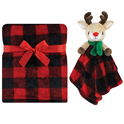 Image of Hudson Baby Unisex Baby Plush Blanket with Security Blanket, Rudolph, One Size