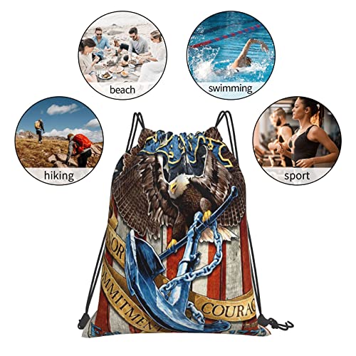 Drawstring Backpack Gym Bag Lightweight Sackpack Sports Cinch Sack, (United States Navy Eagle Anchor American) #TOP4