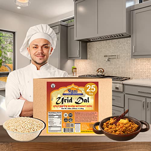 Rani Urid/Urad Dal (Split Matpe Beans Skinless) Indian Lentils 400Oz (25Lbs) 11.36Kg Bulk Box ~ All Natural | Gluten Friendly | Non-Gmo | Vegan | Indian Origin #TOP1