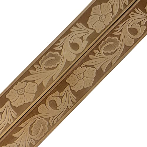 Kidenei 1.5"X45" Import Leather Strap With Pattern Engraving, 9-10 Oz (3.6-4.0Mm) Italy A Grade Vegetable Tanned Full Grain Leather Belt, Carving Leather Strip Ideal For Diy Belts (Floral Pattern) #TOP5