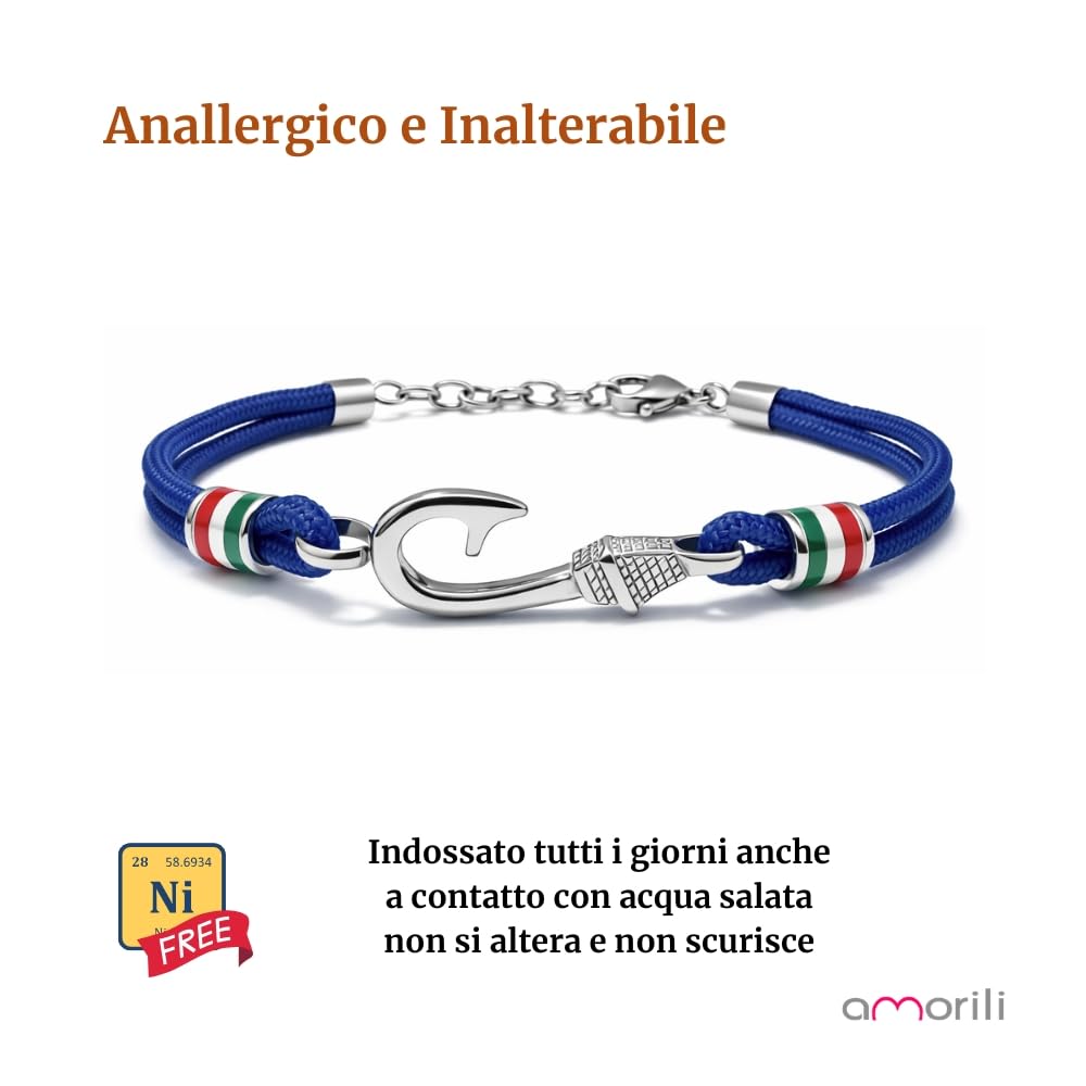 Bracciale Amo da Pesca Uomo Donna – Accessorio Pescatore in Acciaio Inossidabile – Idea Regalo per Amanti della Pesca – Braccialetto Unisex Regolabile – Stile Nautico - bcc1629