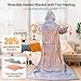 opclzs Electric Heated Blankets Hoodie for Women with Removable FootPocket,Wearable Heated Blanket Throw with Sleeves Heated Robe Flannel&Sherpa Heating Wrap Poncho Shawl with 9 Temp 50