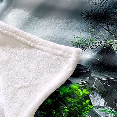 Couverture polaire arbres en cascade blanc vert flannel