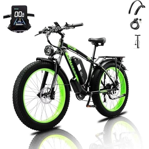 JESRIDER Electric Bike for Adults, All Terrain 26" Fat Tire E-Bike,1600W Peak Electric Bicycle, 48V/20AH Removable Battery Front Suspension 31MPH Adjustable Seat, UL and GCC Certified (Black-Green) Cover