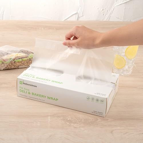 Miniatura 3 de Restaurantware RW Base - Hojas de plástico de 10.75 x 10 pulgadas, 10000 envolturas de plástico de carnicero entrelazadas, precortadas, desechables,