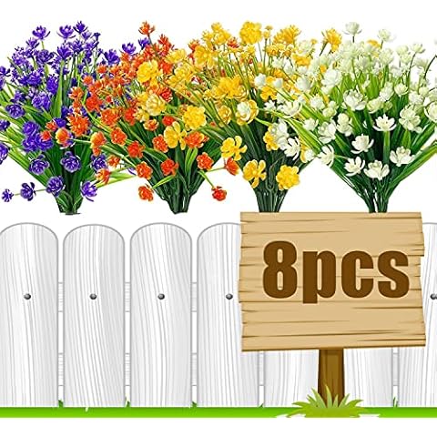 Leixi 8 Bundles UV Resistant Artificial Flowers Cover
