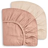SWEET DOLPHIN 2-Pack Muslin Crib Sheets for Boys & Girls, Ultra Soft Breathable 40S Long-Staple Cotton Fitted Baby Sheets for Standard Crib Mattress 52